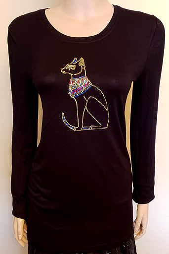 LONG SLEEVE WITH GODDESS BASTET DESIN IN SIZES LARGE & XL $40.00