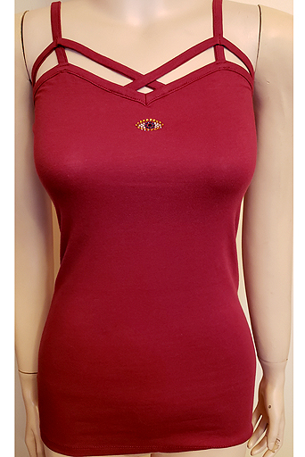 BURGUNDY CAMI WITH MINI EYE SIZE MEDIUM $10.00