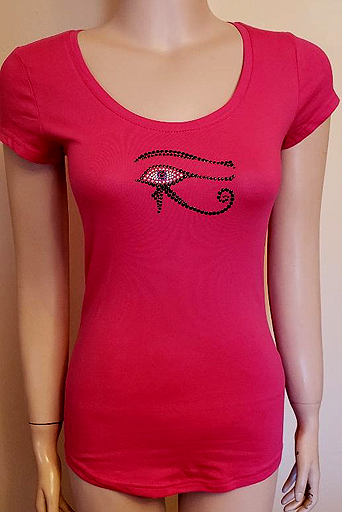 PINK CAP SLEEVES WITH BLACK EYE OF HORUS SIZE SMALL & MEDIUM $30.00